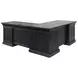 Willow Lane Ebony Black 118" Executive L Desk with USB Charging