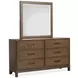 Ridgefield Russet 6 Drawer Dresser with Square Mirror
