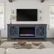 Ithaca Blue and Bourbon 66" TV Stand with Fireplace