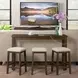 Dex Cream and Cherry Upholstered 4 Piece Bar Table Set with USB Charging