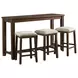 Dex Cream and Cherry Upholstered 4 Piece Bar Table Set with USB Charging