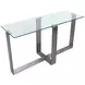 Whitehall Aged Pewter and Chrome Pucks Rectangular Glass Top Sofa Table