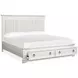 Crownfall Whisper White and Cerused Nutmeg Queen Upholstered Storage Panel Bed