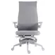 Meridian White Upholstered Swivel Desk Chair with Massage and USB Charging