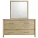 Joanna Natural 6 Drawer Dresser and Rectangular Mirror