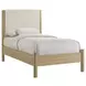 Joanna Natural and White Twin Upholstered Panel Bed