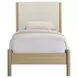 Joanna Natural and White Twin Upholstered Panel Bed
