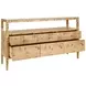 Jordan Matte Burl Wood 6 Drawer Tv Stand With Open Shelf