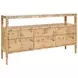 Jordan Matte Burl Wood 6 Drawer Tv Stand With Open Shelf