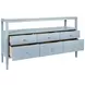Jordan Textured Light Blue Linen 6 Drawer Tv Stand With Open Shelf