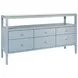 Jordan Textured Light Blue Linen 6 Drawer Tv Stand With Open Shelf