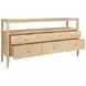 Jordan Natural Grasscloth 6 Drawer Tv Stand With Open Shelf