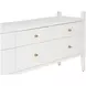 Jordan Textured White Linen 6 Drawer Tv Stand With Open Shelf