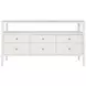 Jordan Textured White Linen 6 Drawer Tv Stand With Open Shelf