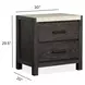 Plum Creek Ravenwood Black and White 2 Drawer Marble Top Nightstand with USB Charging