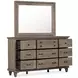 Lancaster Dovetail Gray 9 Drawer Dresser with Rectangular Mirror