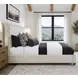 Kimberly Mystical Linen and Dark Brown King Upholstered Panel Bed