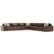 Nest Brown Leather 5 Piece Modular RAF Sectional with Pillows