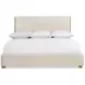 Brasea Beige and Lume Performance Fabric King Upholstered Panel Bed