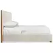 Brasea Beige and Lume Performance Fabric California King Upholstered Panel Bed