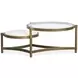 Cassidy Aged Brass and Volakas Round Glass Top Cocktail Table