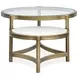 Cassidy Aged Brass and Volakas Round Glass Top Cocktail Table