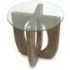 Lainey Almond Round Glass Top End Table