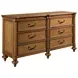 Ashbourne Cognac 6 Drawer Mayview Dresser with Rectangular Mirror