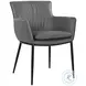 Kani Charcoal Gray Leather Dining Arm Chair