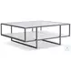 Harlow White Travertine And Bronze Square Occassional Table Set
