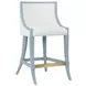 Keaton White and Light Blue Performance Fabric Counter Height Stool
