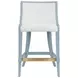 Keaton White and Light Blue Performance Fabric Counter Height Stool