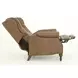 Kendall Oasis Walnut Leather Push Thru The Arms Recliner with Nailhead Trim