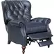 Kendall Shoreham Blue Leather Push Thru The Arms Recliner with Nailhead Trim