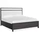 Meadowrise Raisin Black and White Queen Upholstered Panel Bed