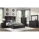 Paterson Black and Gray Queen Upholstered Storage Panel Bed with LED