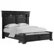Paterson Black and Gray King Upholstered Storage Panel Bed with LED
