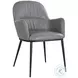 Kora Charcoal Gray Leather Dining Arm Chair