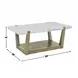 Perth White Rectangular Marble Cocktail Table with Casters