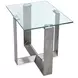 Whitehall Aged Pewter and Chrome Pucks Rectangular Glass Top End Table