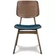 Oscar Walnut and Teal 42" Round Glass Top Dining Set with 4 Cushion Chairs