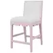 Lanister White Linen Performance Fabric Counter Height Stool With Matte Pink Lacquer Frame
