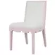 Lanister White Linen Performance Fabric Dining Chair With Matte Pink Lacquer Frame