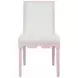 Lanister White Linen Performance Fabric Dining Chair With Matte Pink Lacquer Frame