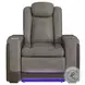Niven Grey And Brown Power Recliner with Adjustable Headrest