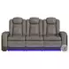 Niven Grey And Brown Power Reclining Sofa with Adjustable Headrest