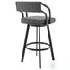 Scranton Slate Grey Faux Leather and Black Base Swivel Counter Height Stool