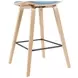 Fox Oak and Light Blue Upholstered Counter Height Stool