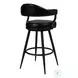 Amador Black Powder Coated And Vintage Black Faux Leather 30" Bar Stool