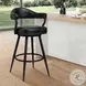 Amador Black Powder Coated And Vintage Black Faux Leather 30" Bar Stool